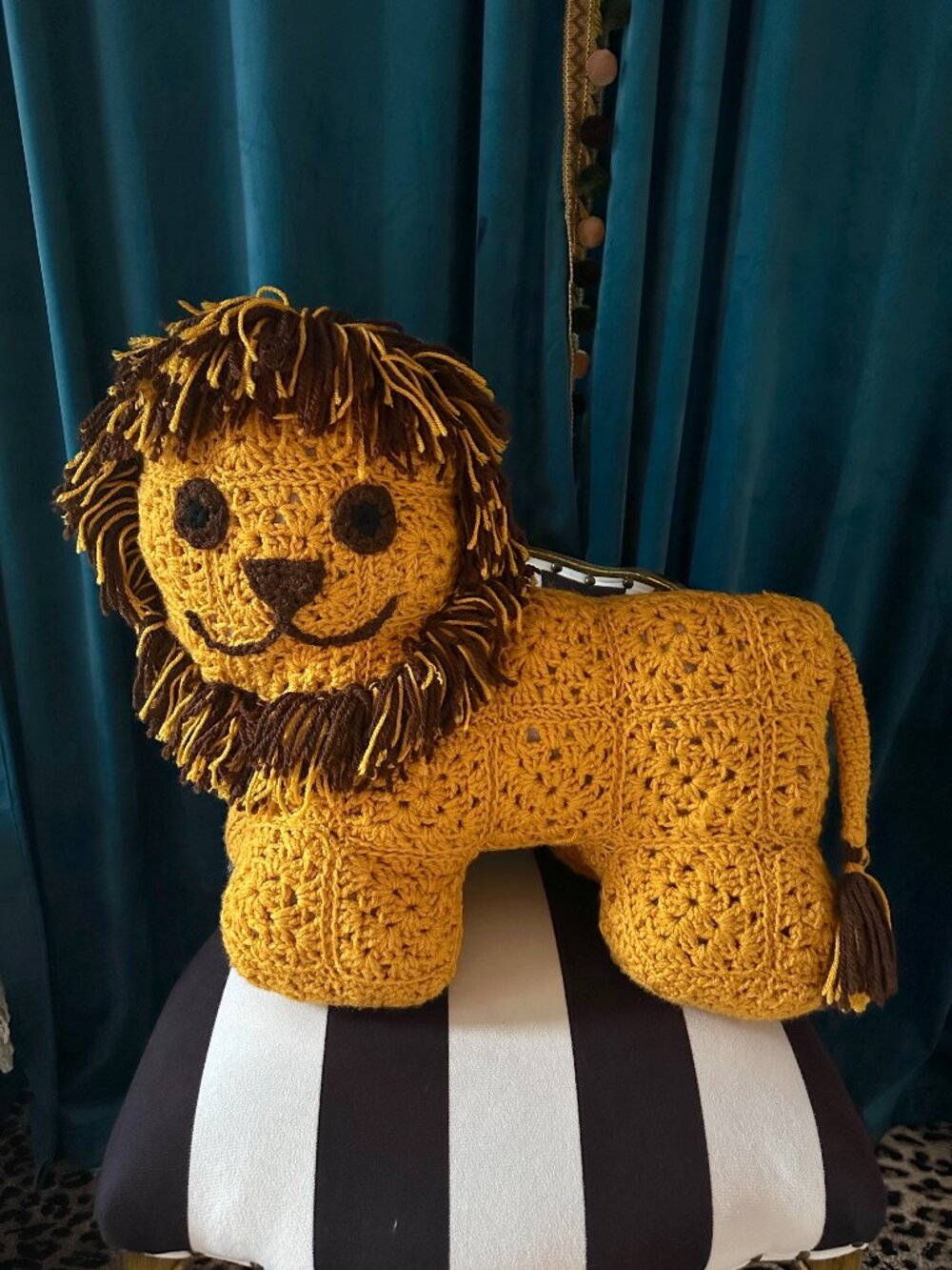 Handmade Crochet Lion Stuffed Animal Cushion